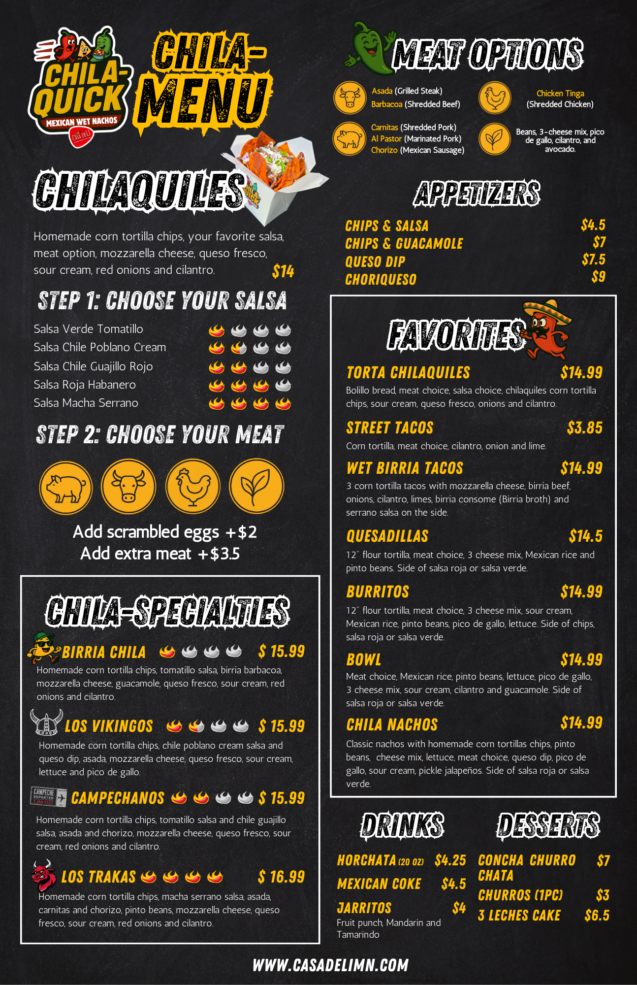 FULL MENU CHILAQUICK FOOD TRUCK MEXICAN FOOD